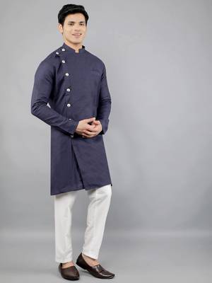 navy colour woven design kurta sets 3
