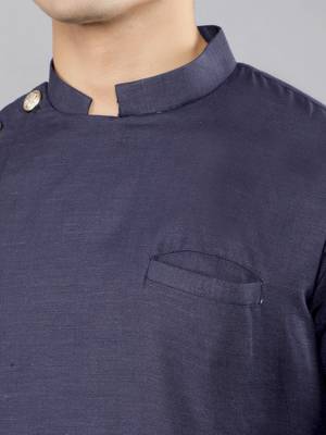 navy colour woven design kurta sets 4