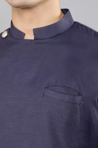 navy colour woven design kurta sets