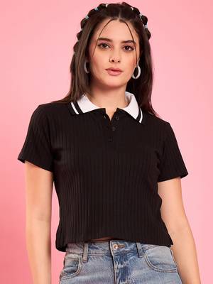 ribbed polo crop top 1