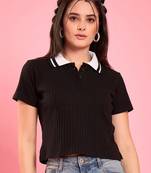 ribbed polo crop top