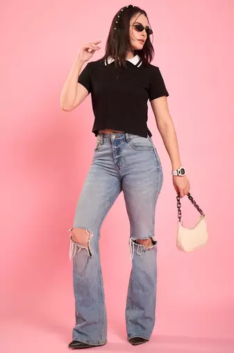 ribbed polo crop top