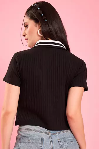ribbed polo crop top