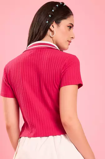 ribbed polo crop top