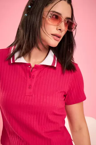 ribbed polo crop top