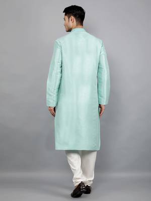 lt.aqua colour woven design kurta sets 2