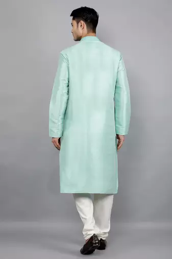 lt.aqua colour woven design kurta sets