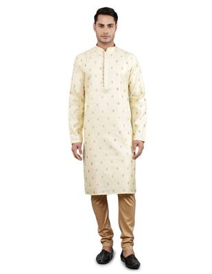 fawn colour woven design kurta sets 1