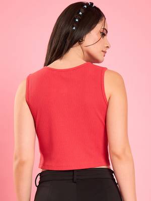 Red button-up waistcoat top 5