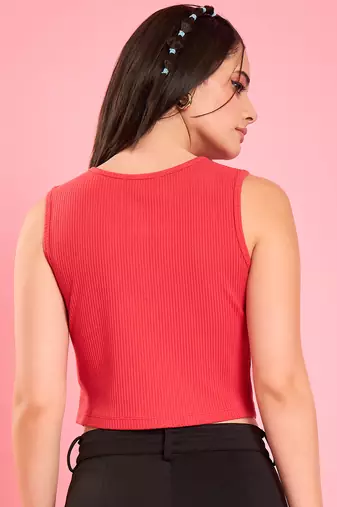 Red button-up waistcoat top