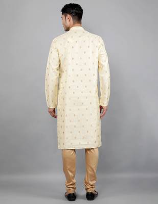 fawn colour woven design kurta sets 2