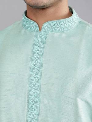lt.aqua colour woven design kurta sets 4