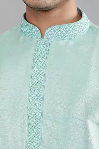 lt.aqua colour woven design kurta sets
