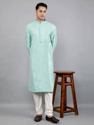 lt.aqua colour woven design kurta sets 5