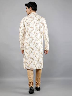 cream colour woven design kurta sets 2