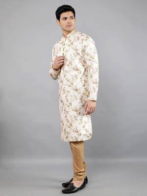 cream colour woven design kurta sets 3