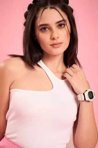 White asymmetric neckline crop top