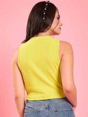 Lime cut-out high neck crop top 4