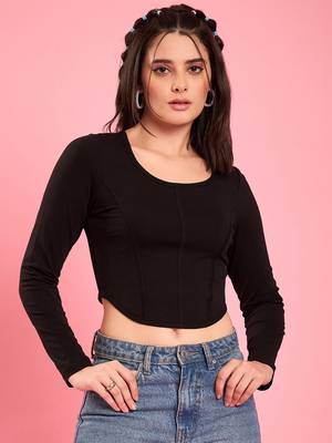 Chic black corset-style crop top 1