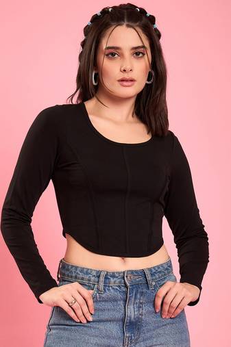 Chic black corset-style crop top