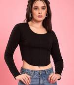 Chic black corset-style crop top