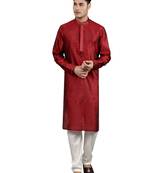 maroon colour jacquard design kurta sets