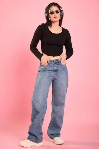 Chic black corset-style crop top