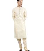 fawn colour jacquard design kurta sets