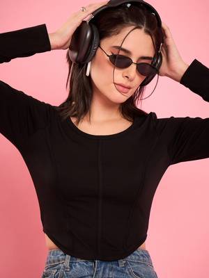 Chic black corset-style crop top 5