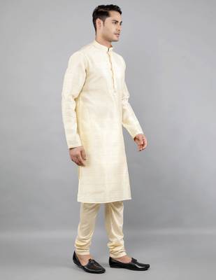 fawn colour jacquard design kurta sets 3