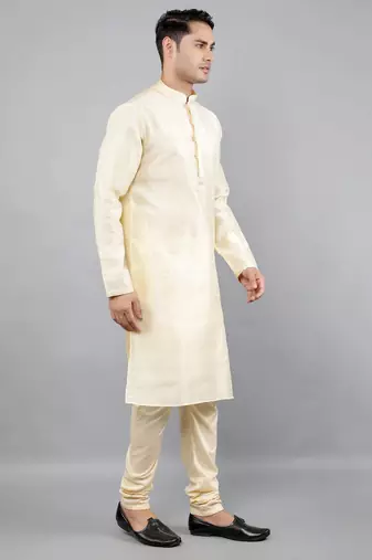 fawn colour jacquard design kurta sets