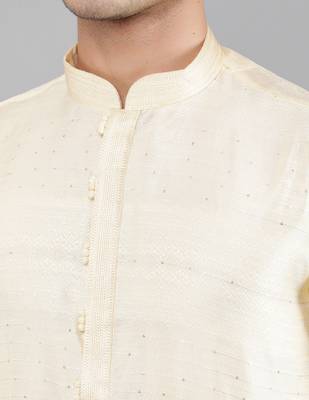 fawn colour jacquard design kurta sets 4