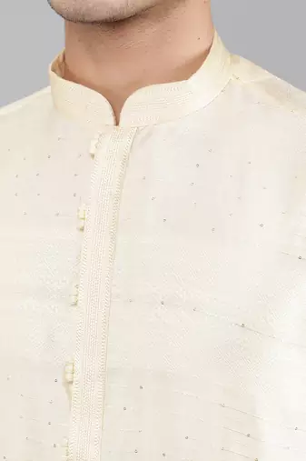 fawn colour jacquard design kurta sets