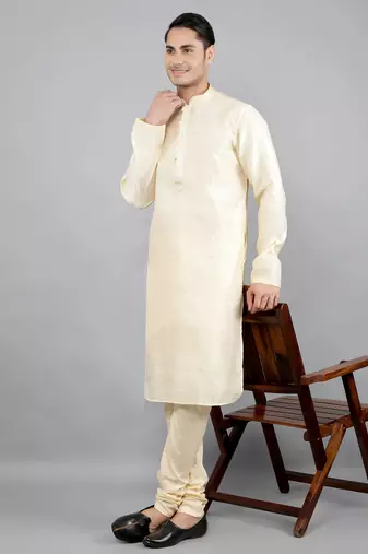 fawn colour jacquard design kurta sets