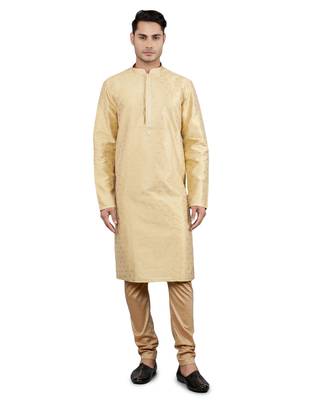 beige colour jacquard design kurta sets 1