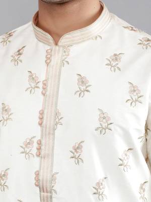 cream colour woven design kurta sets 4
