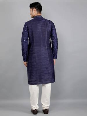 navy colour woven design kurta sets 2