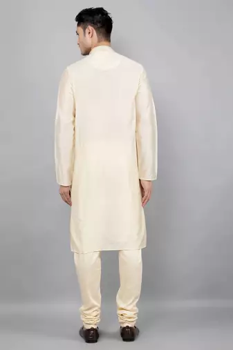 cream colour woven design kurta sets