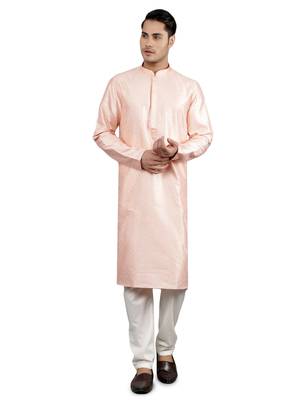 lt.pink colour woven design kurta sets 1