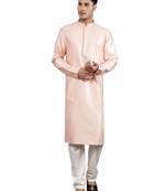 lt.pink colour woven design kurta sets