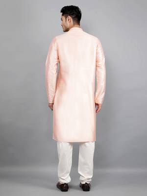 lt.pink colour woven design kurta sets 2