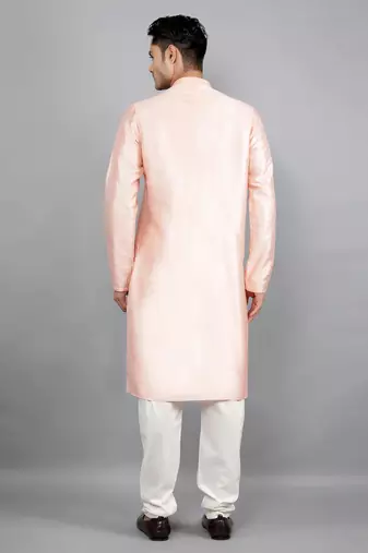 lt.pink colour woven design kurta sets