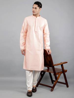 lt.pink colour woven design kurta sets 5