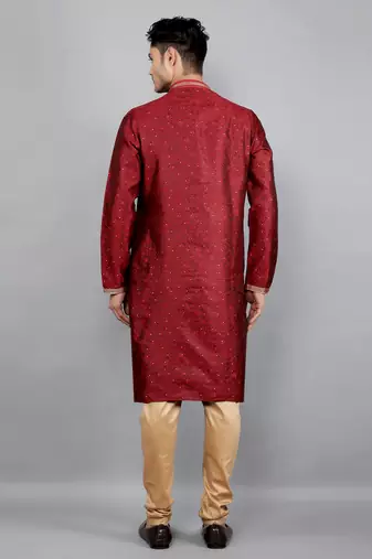 maroon colour jacquard design kurta sets