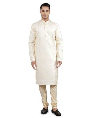 lemon colour woven design kurta sets 1