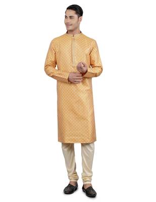 mustard colour jacquard design kurta sets 1