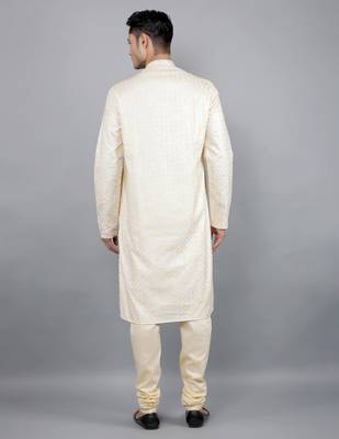 lemon colour woven design kurta sets 2