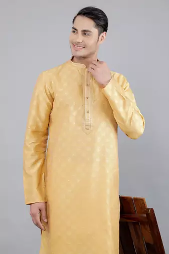 sand colour jacquard design kurta sets