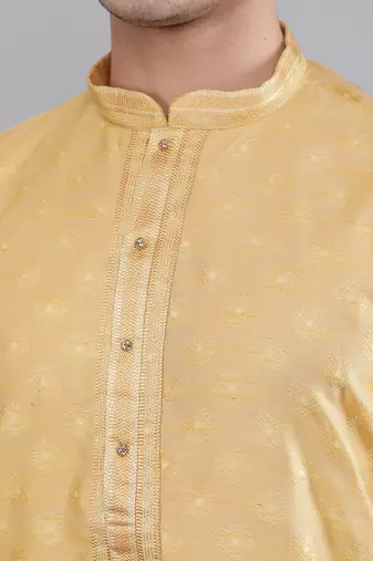 sand colour jacquard design kurta sets