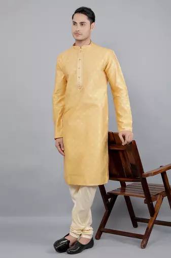 sand colour jacquard design kurta sets